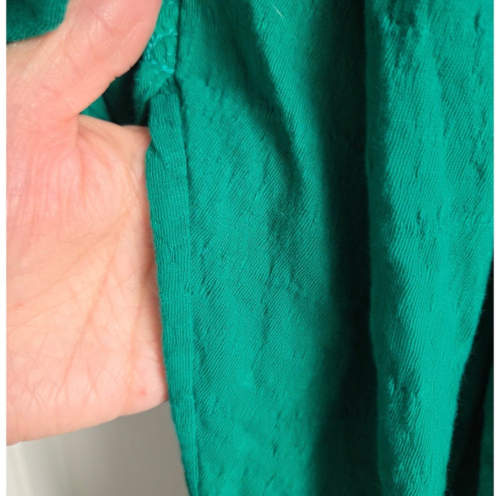 Free People FP Beach Emerald Green Babydoll Mini Dress Textured Keyhole Back M - Picture 6 of 6